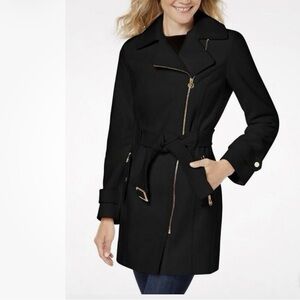 MICHAEL KORS WALKER ZIP STRAP COAT BLACK GOLD.SIZE 1 X